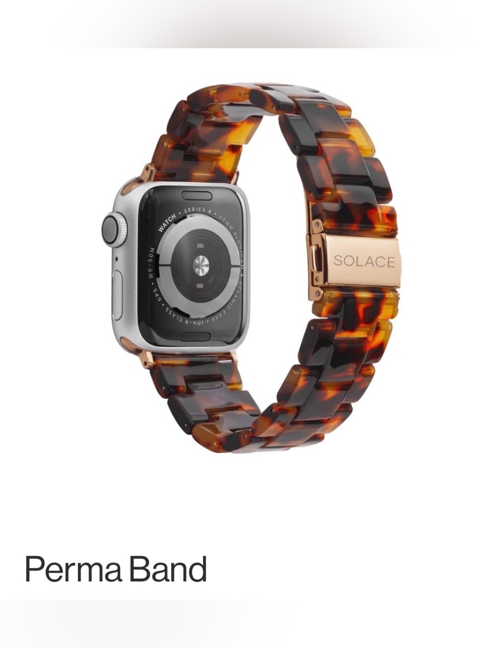 Solace Perma Band Tortoiseshell Watch Strap with Rose Gold Clasp Apple Watch